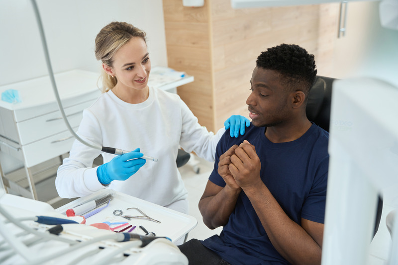 Patient apprehensive at the dentist to get dental crowns