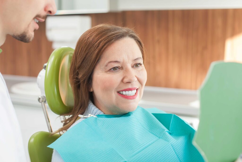 Woman smiling at the dentist